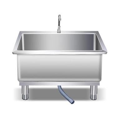 Imagem de Lavatório de esfregão de chão comercial, balde de esfregão de banheira utilitária, lavatório de lavanderia, bacia de serviço de esfregão de aço inoxidável com bacia profunda, para cozinha/restaurante