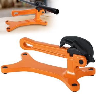 Imagem de YHK Torno de tubo de alumínio, torno de tubo portátil leve para tubos de 1/20.3 cm a 1-1/5.1 cm, garra antiderrapante com serrilhada, ideal para operações de encanamento (laranja)