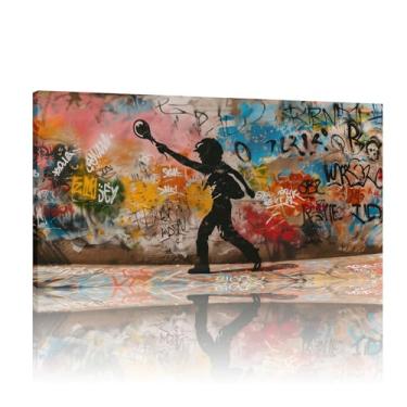 Imagem de Banksy Street Graffiti Wall Art, Banksy Graffiti Canvas, Banksy Graffiti Art Canvas, Graffiti Wall Art Prints, Banksy Mural - (72x142cm)71x142.2 cm sem moldura
