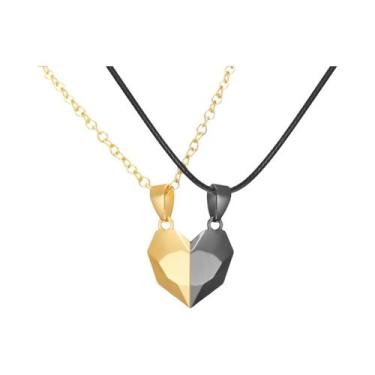 Imagem de Colares Magnéticos De Coração Para Casais Femininos 2 Peças Corrente D