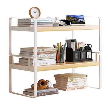 Imagem de Estante organizadora de mesa de 2 níveis prateleiras de metal organizador de mesa suporte de bancada prateleira para material de escritório rack de exibição independente para mesa, mesa ou balcão para