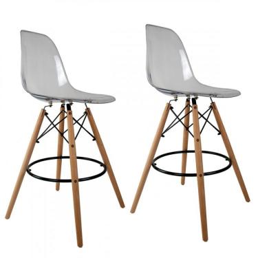 Imagem de Kit 2 Banquetas Eames Dsw-m Empório Tiffany Transparente