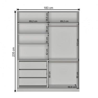 Imagem de Guarda Roupa Solteiro com Espelho 2 Portas de Correr Nova Mobile Branco