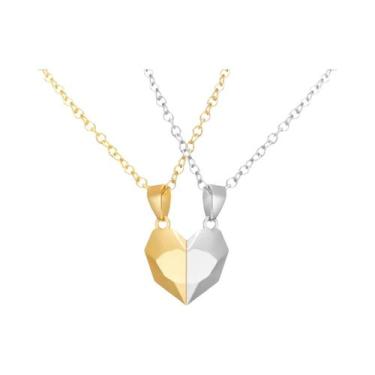 Imagem de Colares Magnéticos De Coração Para Casais Femininos 2 Peças Corrente D