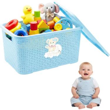 Imagem de Caixa Infantil 18L Bebê Mamãe Organizadora Azul Resistente - Monte Líb