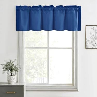 Imagem de Hiasan Cortinas de saia para cozinha, sala de estar, porão e janelas de banheiro, janela pequena, topo curto sólido de fazenda, painéis de cortina com bolso de haste curta - 152 x 45 cm, azul royal, 1