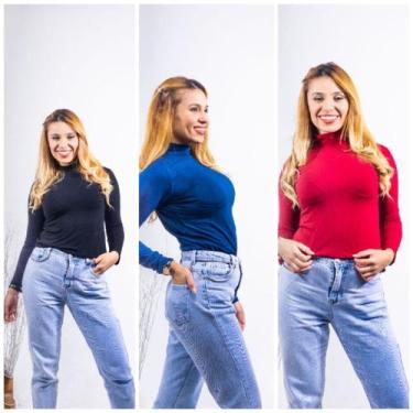 Imagem de Kit 3 blusa feminina cacharrel com manga longa - GK TODA BELA, Preto, 