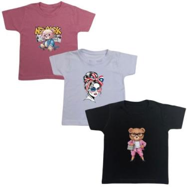 Imagem de Blusa T-shirt Infantil Verão Estampa Blogueira 3 Peças Kids - Mini Div
