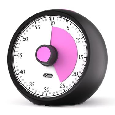 Imagem de Conchstar Timer Temporizador visual infantil - Despertador de contagem regressiva Temporizador analógico Crianças para trabalhos de casa, escola e sala de aula, ideal para TDAH e autismo (preto rosa)