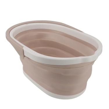 Imagem de Mingzhe Balde de Esfregão Dobrável Resistente de Grande Capacidade Portátil para Pátio Banheiro Doméstico (Cáqui)