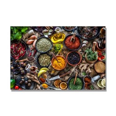 Imagem de NHLDZYH Tela decorativa cozinha, arte vintage especiarias coloridas, arte de parede quadros para sala de estar quarto cozinha. C92. 40 x 60 cm. Apenas tela