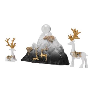 Imagem de Cryfokt Estátuas de Cervos Sentados Em Resina, Estatuetas Elegantes da Sorte para Decoração de Armário de TV, Escritório Em Casa, Sala de Estar (Tipo 1)