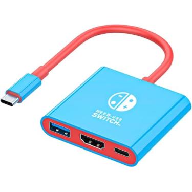 Imagem de Switch 2 base portátil, base de viagem compatível com Nintendo Switch 2/Switch, estação de ancoragem de TV portátil com porta USB 4K HDMI tipo C