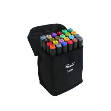 Imagem de Estojo de Canetinhas Marcador Permanente Ponta Dupla  24 Cores - Genér