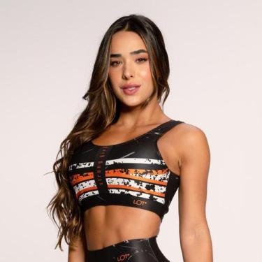 Imagem de Top Fitness Academia Suplex Estampado Básico Preto Strong Gi - LOT FIT