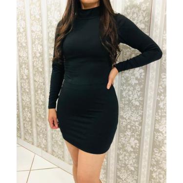 Imagem de vestido tubinho manga longa gola alta  - Vivi Rangel, g, Preto