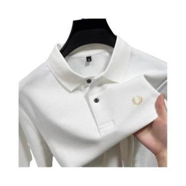 Imagem de Camisa Polo De Algodão Luxuosa Masculina De Manga Longa Moda De Outono