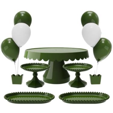 Imagem de Kit com 1 Boleira Plus, 2 Mini Boleira Pérola, 2 Bandeja Pérola e 2 Suporte p/Balões c/ 3 Hastes(VDO - VERDE OLIVA)