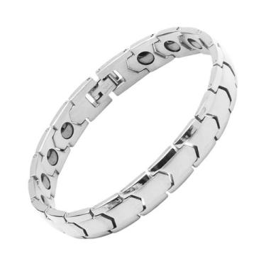 Imagem de Pulseira Esportiva Masculina De Aço Titânio Com Terapia Magnética, Des