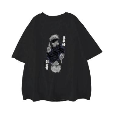Imagem de Camiseta Feminina Preta E Branca Com Estampa Do Anime Jujutsu Kaisen S