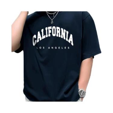 Imagem de Camiseta Masculina plus Size De Verão Em Algodão Casual Com Caimento S