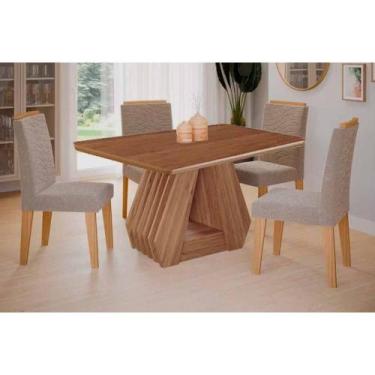 Imagem de Sala de Jantar Completa Ágata Tampo Madeirado 130x80cm e 4 Cadeiras Cl