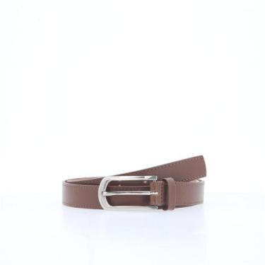 Imagem de Cinto Feminino em Couro com Fivela Prateada - BAUARTE, G, Marrom