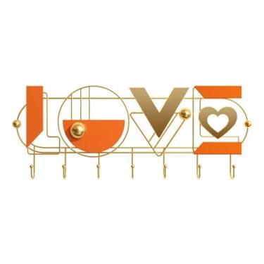 Imagem de KEG801302 Ganchos para casaco e chapéu, cabide montado na parede, cabide para pendurar na entrada, cabide de metal com 7 ganchos rústicos literários dourados, trilho decorativo para casaco, ganchos de