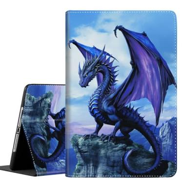 Imagem de Capa para iPad 9ª/8ª/7ª geração (2021/2020/2019) 10,2 polegadas/iPad Air 10,5 polegadas 2019/iPad Pro 10,5 polegadas, capa inteligente de couro com despertar/hibernar automaticamente, dragão azul