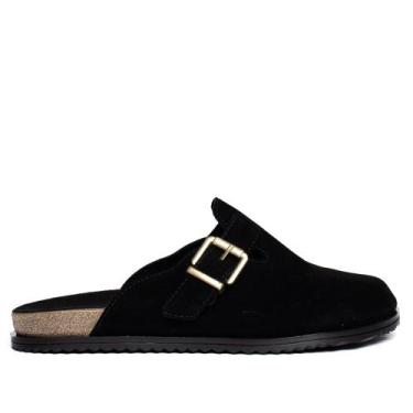 Imagem de Mule Feminino Moleca Camurção Fivela Casual Preto, Preto, 37