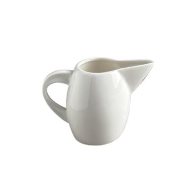 Imagem de Kitchen Jarra de leite branca pontiaguda, 200 ml, pote de cerâmica para molho com alça e jarro de creme