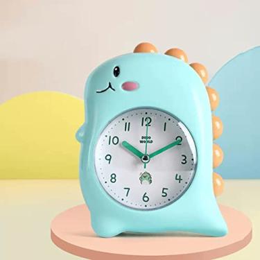 Imagem de x3anggyt5 Despertador para quarto dinossauro despertador para crianças, decoração de quarto fofo, silencioso sem tique-taque, luz de fundo, super alto, para presentes infantis, relógio de mesa (verde)