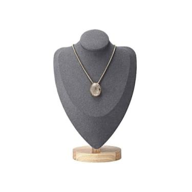 Imagem de x3anggyt5 Elegante expositor de colar de madeira criativo adereços de joias vintage loja especial organizador de prateleiras de mão (cinza, médio)