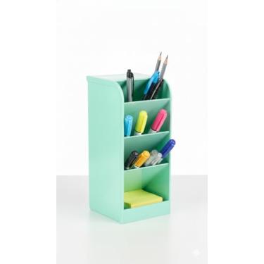 Imagem de Organizador de Mesa Multiuso com 4 Compartimentos, Plástico Resistente, 20.4 x 9 x 5 cm, Verde e Azul Fosco (verde)