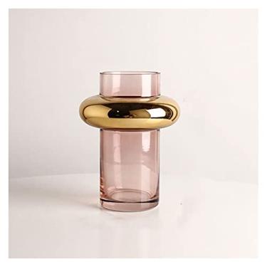 Imagem de Vaso de vidro moderno nórdico de luxo pintado a ouro simples arranjo de flores hidropônicas transparente design criativo ornamento de decoração de casa centros de mesa (pequeno)