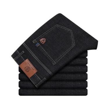 Imagem de Calças Jeans Clássicas Para Homens, Estilo Casual De Negócios, Stretch