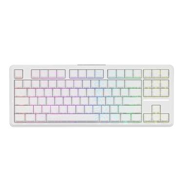 Imagem de ATK Teclado mecânico sem fio A87 Pro, TKL de 87 teclas, montagem de junta, troca a quente, RGB tri-modo (contorno branco)