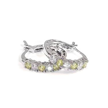 Imagem de Brincos de argola de zircônia multicoloridos requintados para mulheres, festas diárias, banquetes, joias delicadas, presentes, One size, Cobre, Zircônia cúbica