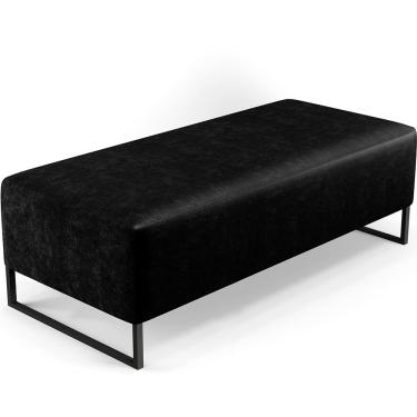 Imagem de Puff Decorativo Sala de Estar Bali W01 Base Ferro 120x50 cm Couríssimo Preto - Lyam Decor