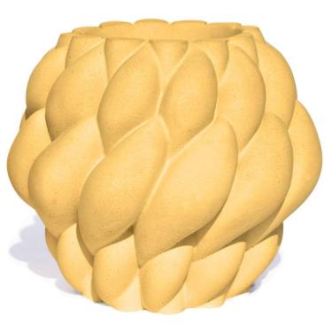 Imagem de Vaso Decorativo Novelo 13cm Em Cimento Artesanal Sala E Cozinha Amarelo