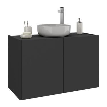 Imagem de Gabinete De Banheiro 62,5cm Suspenso 2 Portas Multimóveis Mp5044 Preto Preto