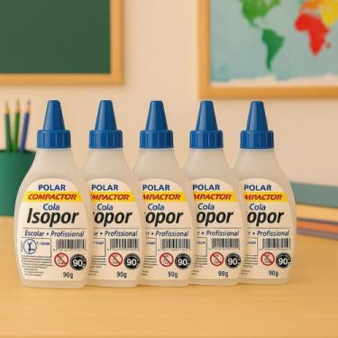 Imagem de Kit 5 Colas Isopor 90g Polar Compactor Uso Escolar e Artesanato
