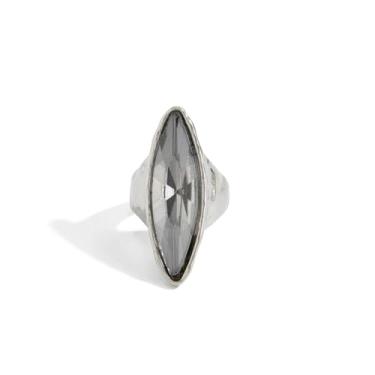 Imagem de Cykdohy Anel grande com strass cinza marquise para mulheres, banda grossa, exagerada, grande, geométrico, cristal, grosso, articulação, joia, noiva, formatura, casamento, festa de noivado