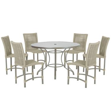 Imagem de Mesa Ascoli 120 Cm Com 6 Cadeiras Cannes De Alumínio Trama Rami