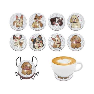 Imagem de Conjunto De 8 Porta-Copos De Pintura Diamante Para Adultos Com Suporte