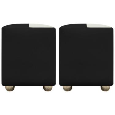 Imagem de Kit 2 Puffs Decorativos Quadrado Urban - Preto-Bege Corino