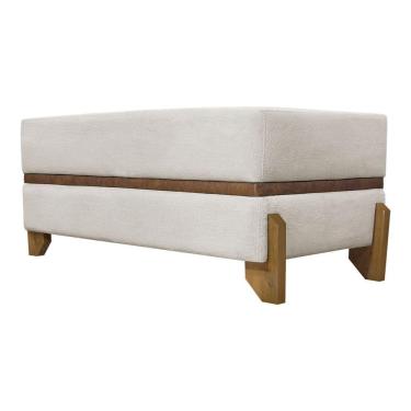 Imagem de Puff Recamier Kodama Para Cama King 200cm Pé Castanho Bege Bouclé