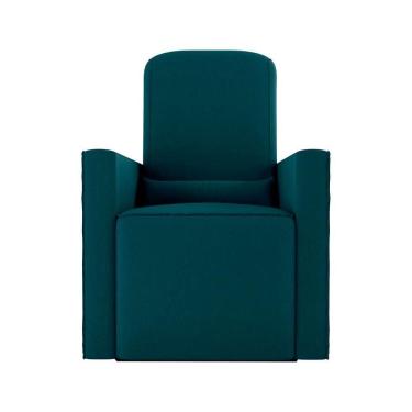 Imagem de Poltrona De Amamentação Com Balaço E Puff Premium Annecy Matrix Suede Petróleo