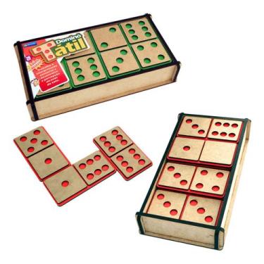Imagem de Dominó Tátil Baixo Relevo Jogo Brinquedos Educativos Inclusão Madeira 