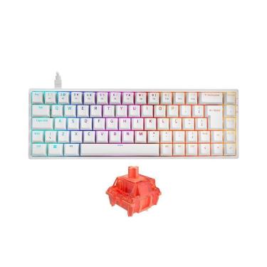 Imagem de Teclado Mecânico Akko 3068S Branco Abnt2 Switch Akko Orange